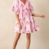 Bunches Of Love Pink Puff Sleeve Mini Dress