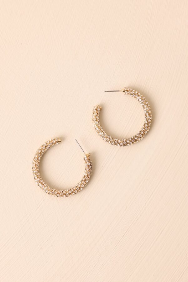 Been A Long Time Coming Gold Rhinestone Hoop Earrings