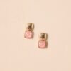 Can't Be Beat Gold Textured Pink Stone Earrings