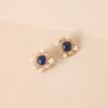 Beyond The Waters Gold Square Navy Stone Earrings