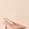 By All Accounts Beige Faux Leather Pointed Toe Kitten Heels