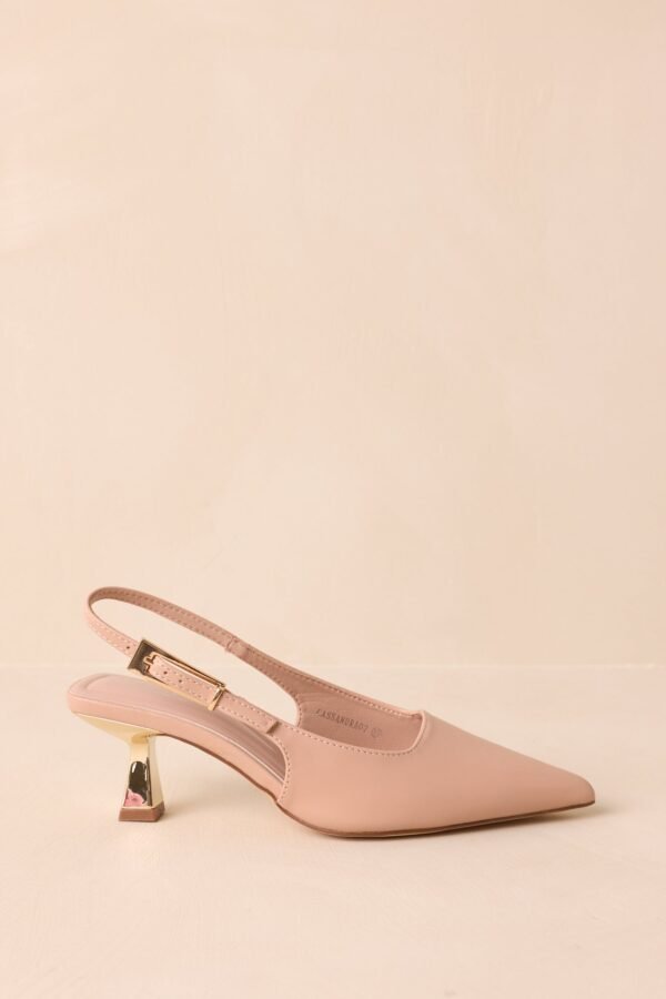 By All Accounts Beige Faux Leather Pointed Toe Kitten Heels