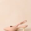 By All Accounts Beige Faux Leather Pointed Toe Kitten Heels