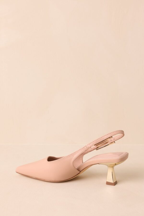 By All Accounts Beige Faux Leather Pointed Toe Kitten Heels