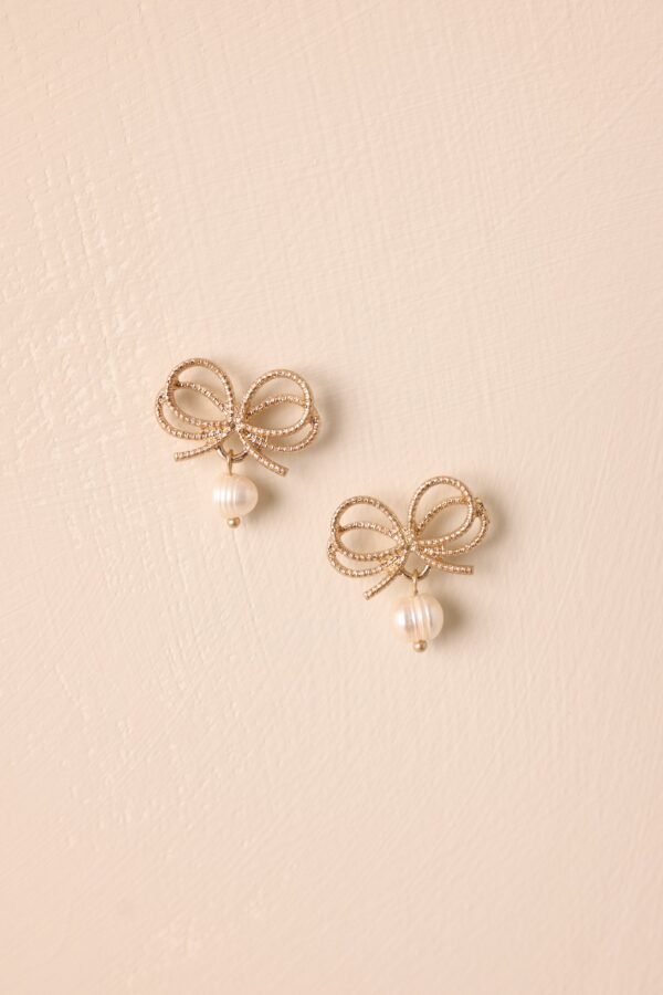 Briar's Grace Gold Bow Drop Earrings