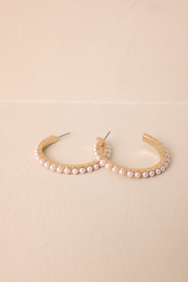 Bright Moments Ivory Faux Pearl Hoop Earrings