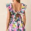 Blooming Love Pink Multi Flutter Sleeve Mini Dress