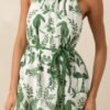 Breeze Through Paradise Cotton Green Tropical Print Maxi Dress