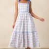 Ballet Recital Cotton Blue Bow Midi Dress