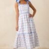 Ballet Recital Cotton Blue Bow Midi Dress