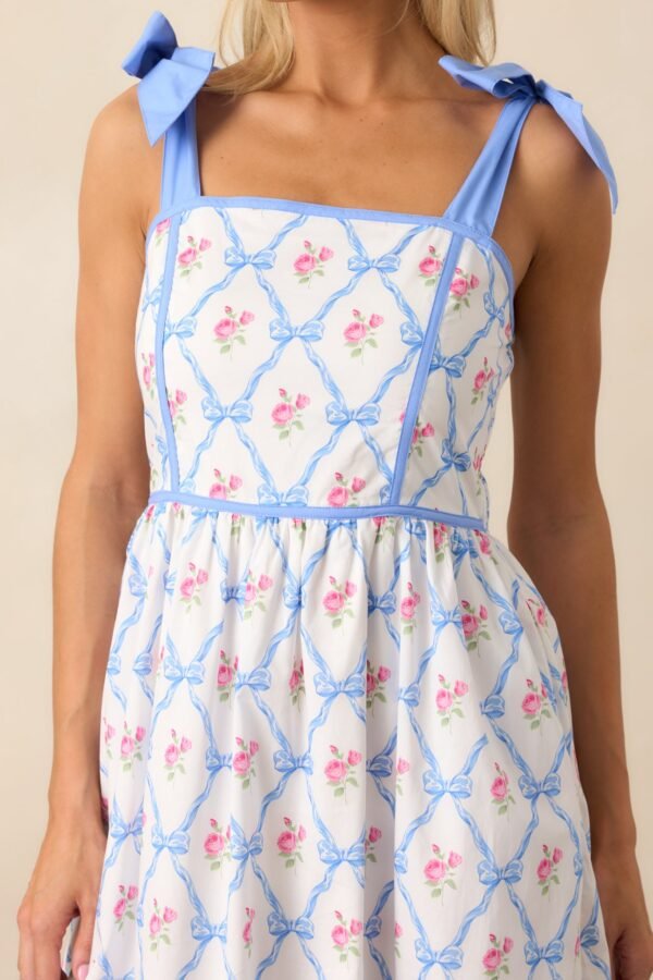 Ballet Recital Cotton Blue Bow Midi Dress