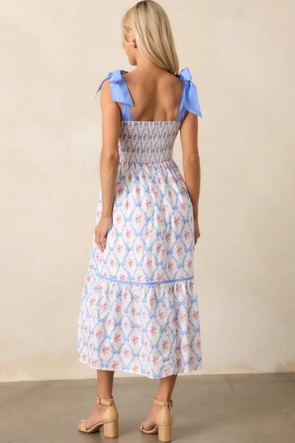 Ballet Recital Cotton Blue Bow Midi Dress