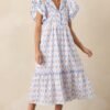 Brunch & Beyond Cotton Light Blue Floral Maxi Dress