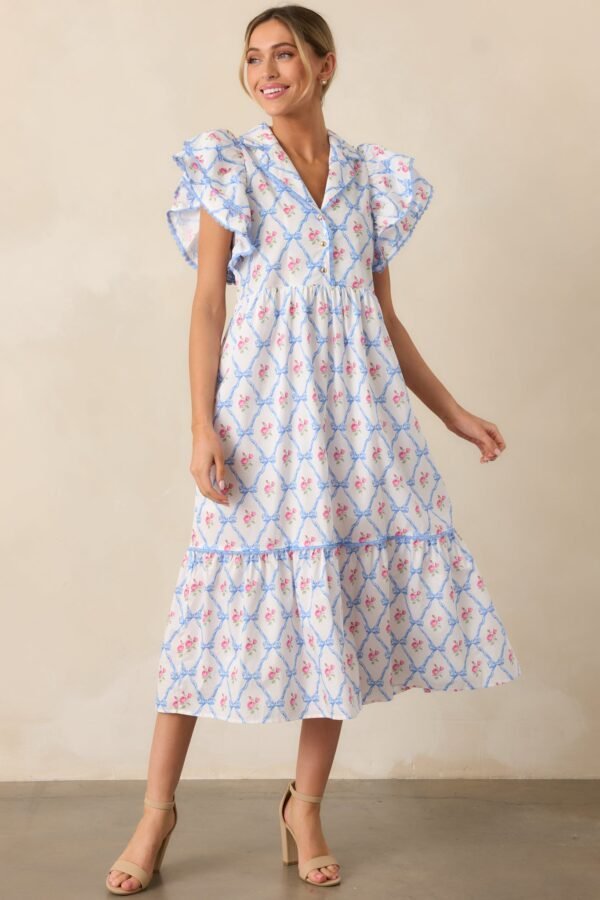 Brunch & Beyond Cotton Light Blue Floral Maxi Dress