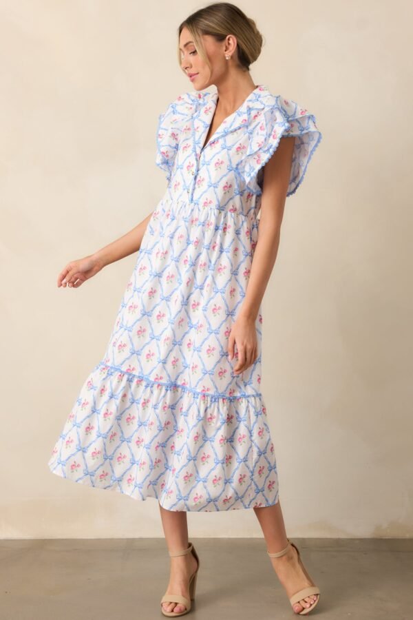 Brunch & Beyond Cotton Light Blue Floral Maxi Dress