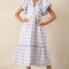 Brunch & Beyond Cotton Light Blue Floral Maxi Dress