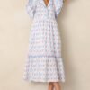 Brunch & Beyond Cotton Light Blue Floral Maxi Dress