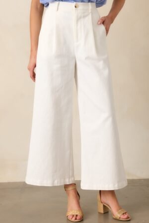 Call It Fate Ivory Wide Leg Cropped Jeans