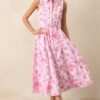Cara La France Dianthus Pink Floral Cotton Maxi Dress