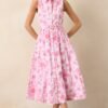 Cara La France Dianthus Pink Floral Cotton Maxi Dress