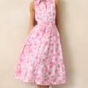 Cara La France Dianthus Pink Floral Cotton Maxi Dress