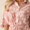Beach Bum Rose Pink Floral Button Front Mini Dress
