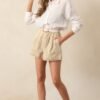 Better Without You Taupe Acid Washed Denim Shorts