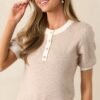 Bayside Brunch Taupe Stripe Knit Top