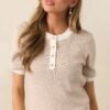 Bayside Brunch Taupe Stripe Knit Top
