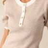 Bayside Brunch Taupe Stripe Knit Top