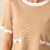 Book Nook Tan Scallop Hem Short Sleeve Top