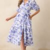 Bayside Breeze Cotton Blue Floral Maxi Dress