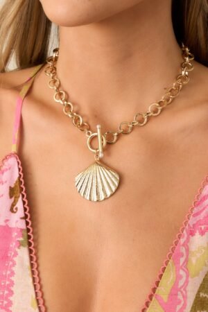 Beneath The Tides Gold Shell Pendant Necklace