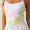 Buzzin' About Pastel Floral Print Pleated Tennis Dress