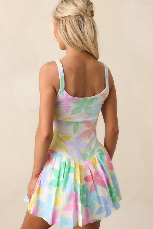 Buzzin' About Pastel Floral Print Pleated Tennis Dress