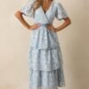 Attending A Gala Blue Floral Embroidered Maxi Dress