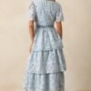 Attending A Gala Blue Floral Embroidered Maxi Dress