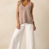 Carefree Days Light Mocha Stripe Knit Tank Top