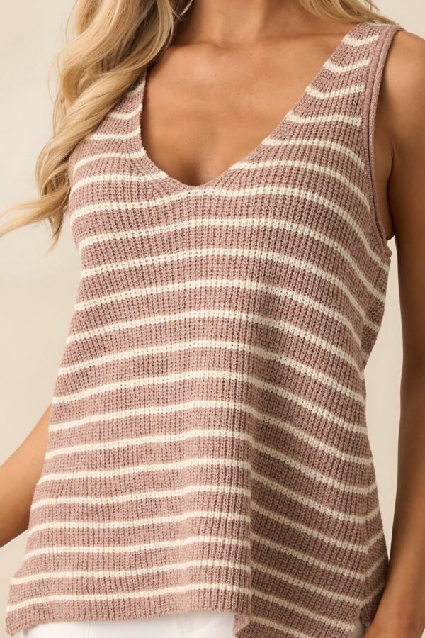 Carefree Days Light Mocha Stripe Knit Tank Top