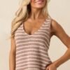 Carefree Days Light Mocha Stripe Knit Tank Top
