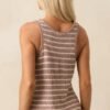 Carefree Days Light Mocha Stripe Knit Tank Top