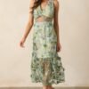 Back In Bloom Green Floral Embroidered Midi Dress