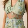 Back In Bloom Green Floral Embroidered Midi Dress