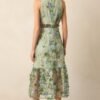 Back In Bloom Green Floral Embroidered Midi Dress
