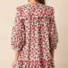 Butterfly Garden Red Cotton Button Front Mini Dress