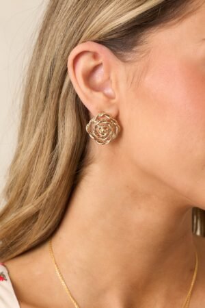 Ballroom Dancing Gold Spiral Earrings
