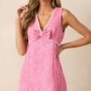 Brunch & Bubbles Pink Tweed Mini Dress
