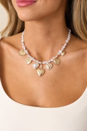 By Your Side Ivory Pearl & Gold Charm Necklace