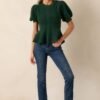 Beneath The Canopy Green Puff Sleeve Sweater