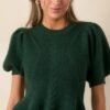 Beneath The Canopy Green Puff Sleeve Sweater
